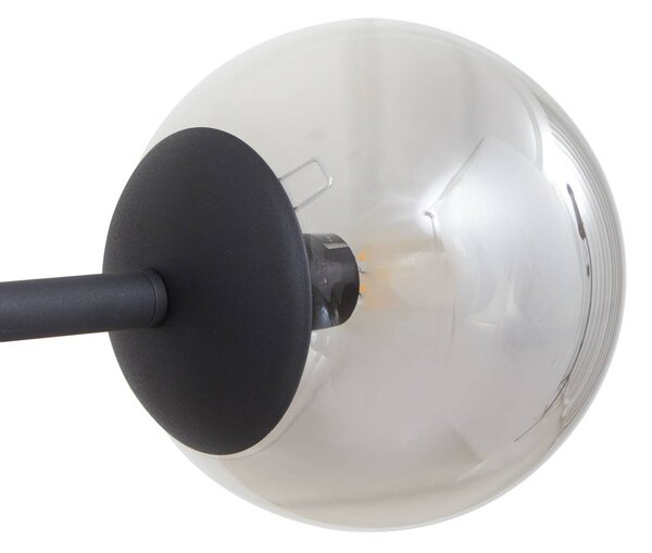 Lindby függőlámpa Isamer, füstszürke, 130 cm, gömb alakú, dimmelhető, Fekete, Nappali / Étkező, fém, Modern