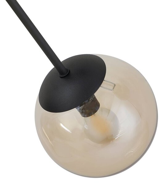 Lindby mennyezeti lámpa Isamer, füstszürke/borostyán, Ø 80 cm, gömb alakú, dimmelhető, Fekete, Nappali / Étkező, fém, Modern