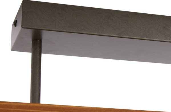 Lindby LED mennyezeti lámpa Nesaja, fekete, fa, 98cm, fényerőszabályozható, dimmelhető, Világos fa, Nappali / Étkező, Fa, Vidéki otthon / Rusztikus