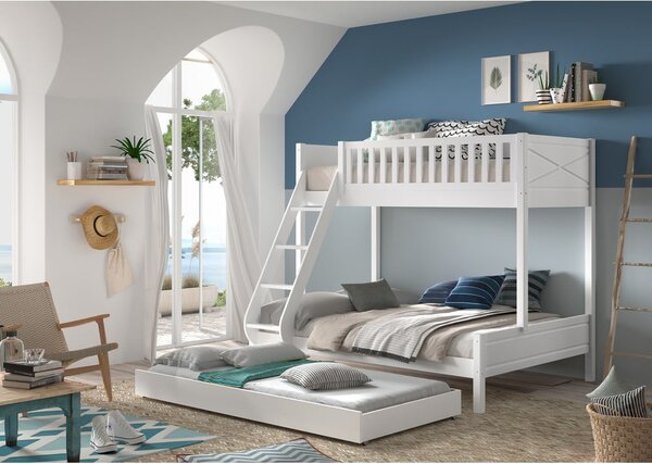 Fehér emeletes gyerekágy 140x200-90x200 cm Scott - Vipack