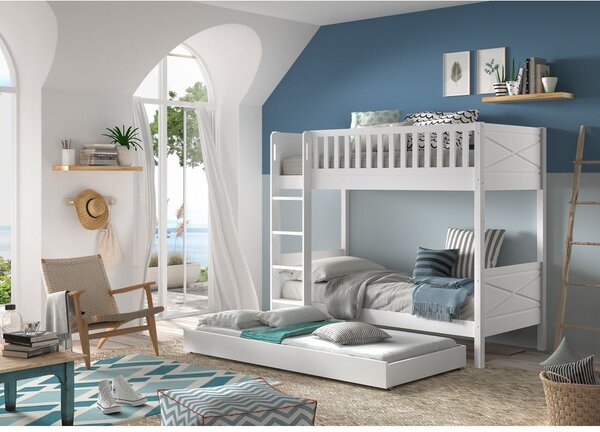 Fehér emeletes gyerekágy 90x200 cm Scott - Vipack