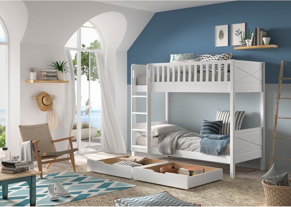 Fehér emeletes gyerekágy 90x200 cm Scott - Vipack