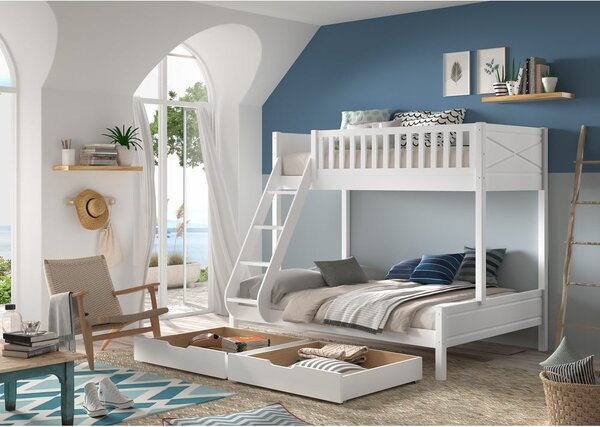 Fehér emeletes gyerekágy 140x200-90x200 cm Scott - Vipack