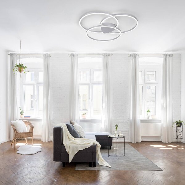 Q-Smart-Home Paul Neuhaus Q-KATE LED mennyezeti lámpa, dimmelhető, Alu / szürke / cink, Nappali / Étkező, Alumínium, Modern