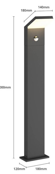 Arcchio LED-es útvilágítás Yolena, szenzoros, 100cm, antracit, Fekete, Alumínium, Modern