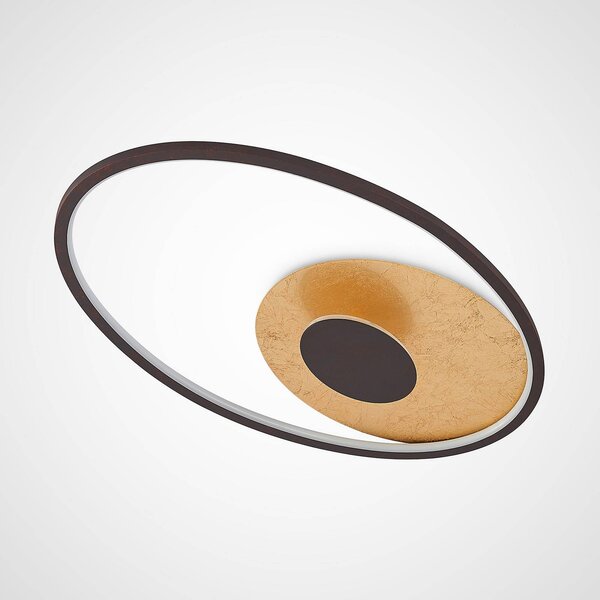 Lindby LED mennyezeti lámpa Feival, 61 cm, rozsda/arany, dimmelhető, dimmelhető, Barna / rozsda, Nappali / Étkező, fém, Modern