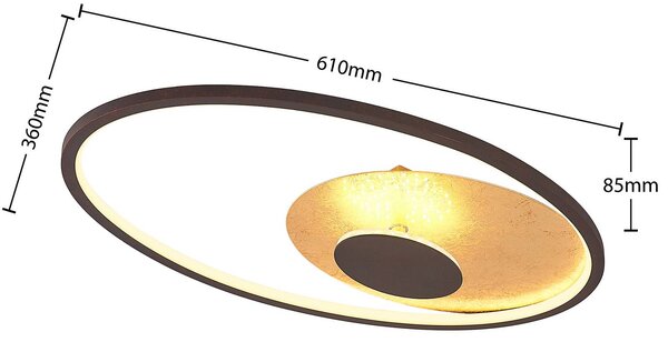 Lindby LED mennyezeti lámpa Feival, 61 cm, rozsda/arany, dimmelhető, dimmelhető, Barna / rozsda, Nappali / Étkező, fém, Modern