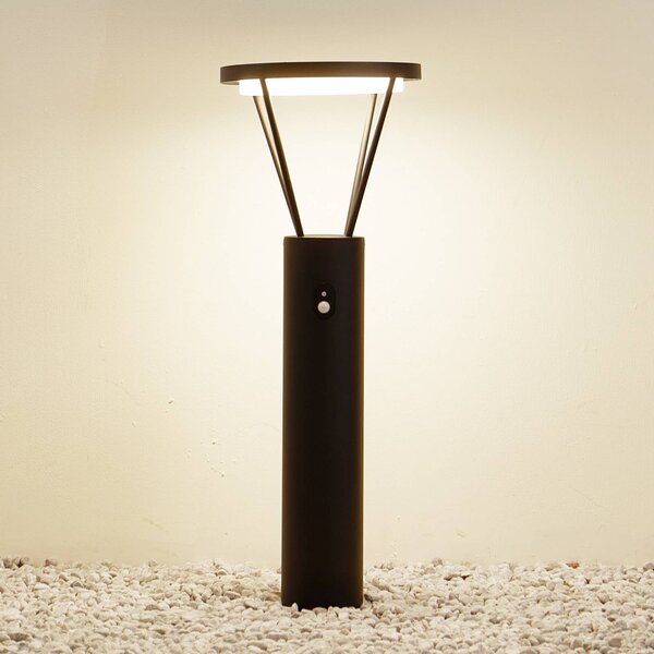 Lucande LED-es napelemes hullámlámpa Elario, 80 cm, CCT, érzékelővel, Fekete, Alumínium, Modern