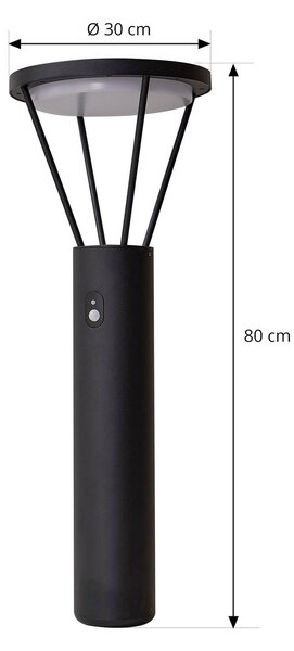 Lucande LED-es napelemes hullámlámpa Elario, 80 cm, CCT, érzékelővel, Fekete, Alumínium, Modern