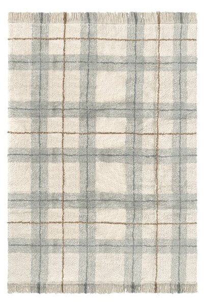 Krémszínű-zsályaszínű mosható-kézi szövésű pamut szőnyeg 140x190 cm Tartan Blue Sage – Lorena Canals