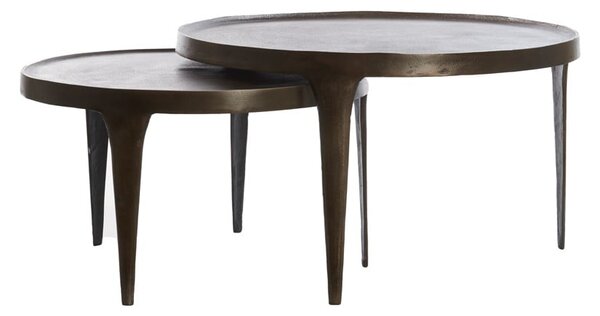 Barna kerek dohányzóasztal szett 2 db-os ø 75 cm Tobias – Light & Living