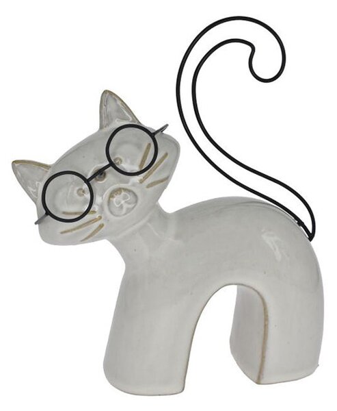 Macska szemüvegben szobor - 15 cm
