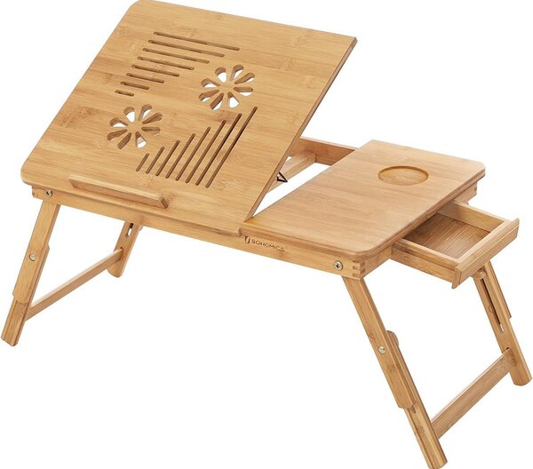Bambusz laptopasztal, állítható magasságú összecsukható laptoptartó