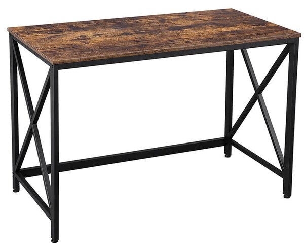 VASAGLE számítógépes íróasztal 115 x 60 x 76 cm, Rusztikus barna-fekete | VASAGLE