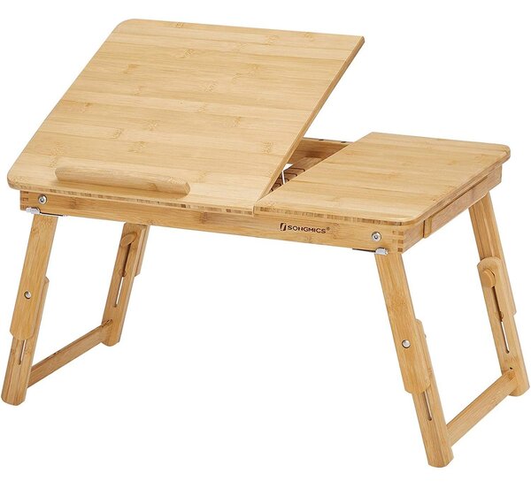Laptop asztal, bambusz reggelizőtálca 5 állítható dőlésszöggel