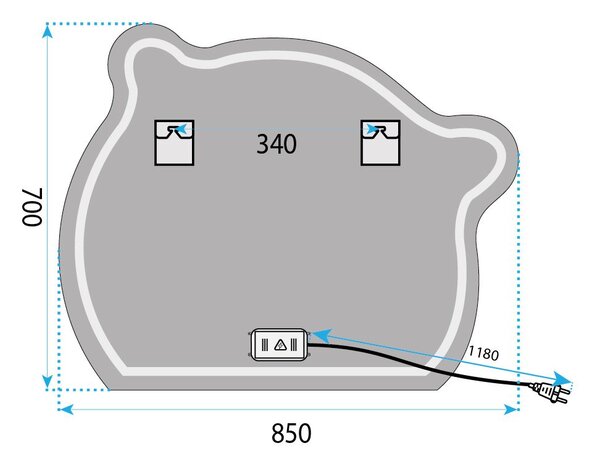 LED fali tükör YH-BL-3 70x85cm