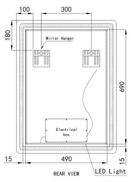 Fürdőszobai LED tükör 60x80cm | Fényerő és színhőmérséklet szabályozás | Welland Type20V