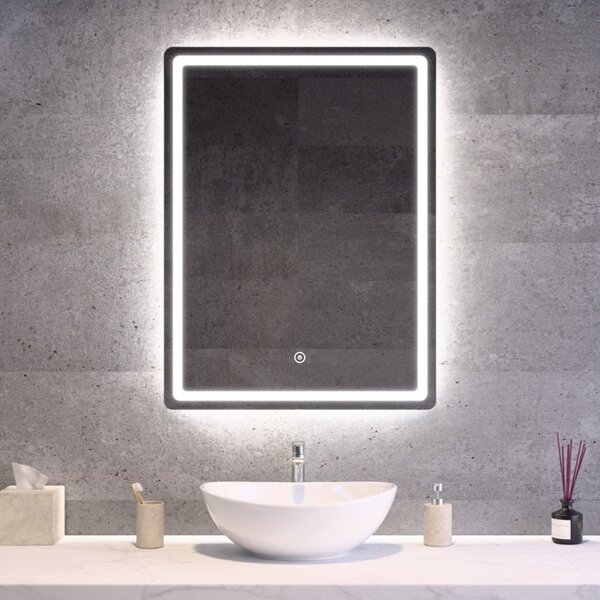 Fürdőszobai LED tükör 60x80cm | Fényerő és színhőmérséklet szabályozás | Welland Type20V