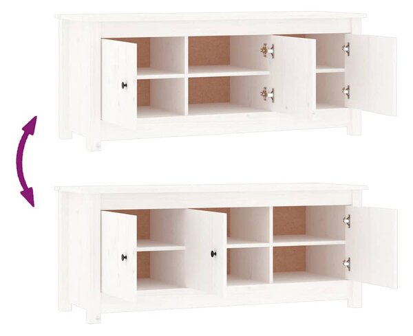 Fehér tömör fenyőfa cipősszekrény 110 x 38 x 45,5 cm