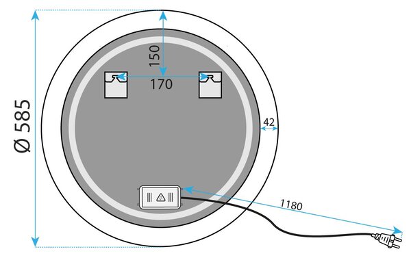LED fali tükör YH-BL-1 60 cm