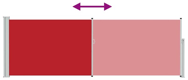 Piros behúzható oldalsó teraszi napellenző 100 x 300 cm