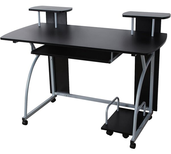 VASAGLE számítógép asztal görgőkkel, 120 x 59 x 90 cm fekete
