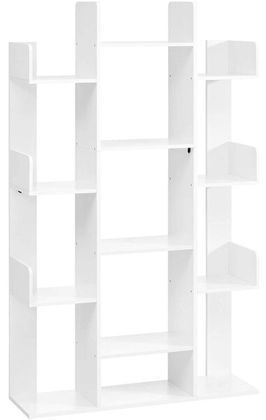 Fa alakú könyvespolc 13 rekesszel, 86 x 140 x 25 cm fehér | VASAGLE