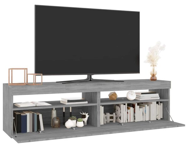 2 db füstös tölgy színű TV-szekrény LED-ekkel 75 x 35 x 40 cm