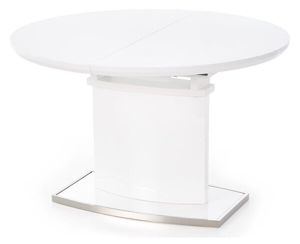 Asztal Houston 215, Fényes fehér, 76cm, Hosszabbíthatóság, Közepes sűrűségű farostlemez, Közepes sűrűségű farostlemez, Fém
