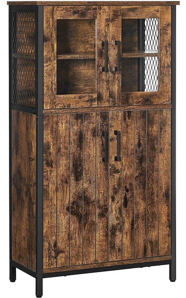 Tárolószekrény, fürdőszobai szekrény 60 x 108 x 30 cm, rusztikus barna és fekete