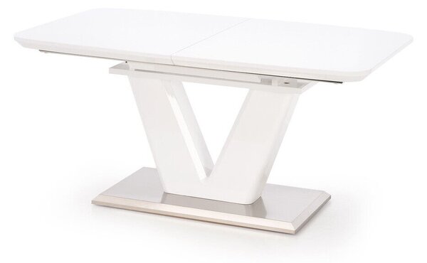 Asztal Houston 265, Fényes fehér, 77x90x160cm, Hosszabbíthatóság, Közepes sűrűségű farostlemez