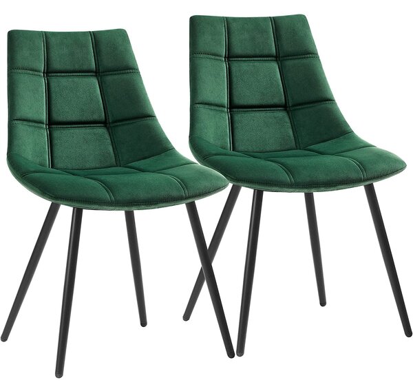 Modern konyhai székek 2 db-os, bársonyos konyhai szék, zöld | SONGMICS
