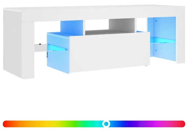 Fehér TV-szekrény LED-lámpákkal 120 x 35 x 40 cm