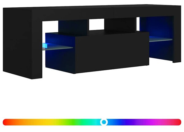 Fekete TV-szekrény LED-világítással 120 x 35 x 40 cm