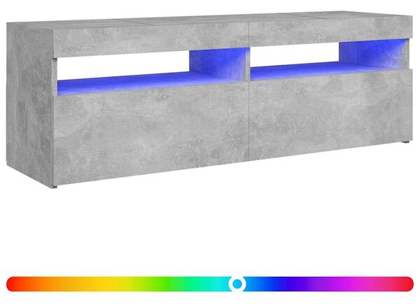 Betonszürke TV-szekrény LED-lámpákkal 120 x 35 x 40 cm