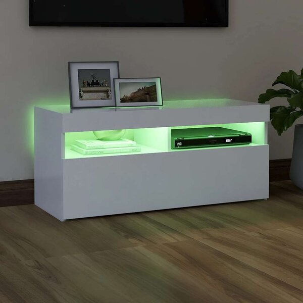 Fehér TV-szekrény LED-lámpákkal 90 x 35 x 40 cm