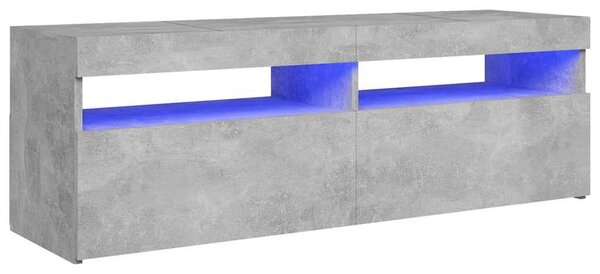 Betonszürke TV-szekrény LED-lámpákkal 120 x 35 x 40 cm