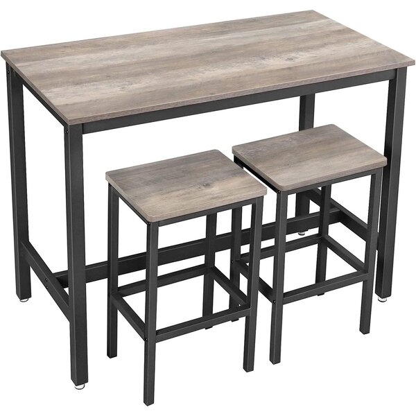 Bárasztal 2 bárszékkel, 120 x 90 x 60 cm, szürke és fekete