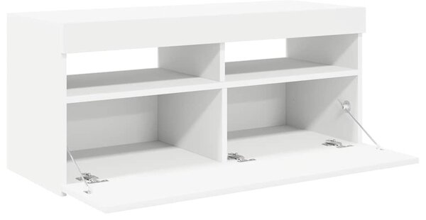 Fehér TV-szekrény LED-lámpákkal 90 x 35 x 40 cm
