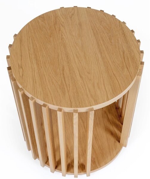 Drum tölgyfa tárolóasztal, ø 53 cm - Woodman