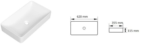 Gamma Sawa, asztali mosdó 620x355x115 mm, fényes fehér, GMA-UC-SAWA