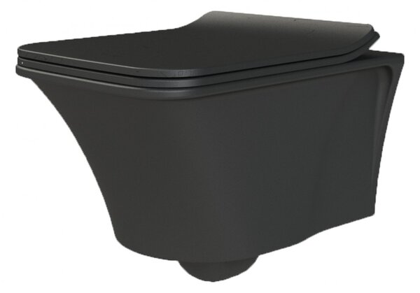 CeraStyle IBIZA fekete WC - ANTRACIT MATT - porcelán - fali - perem nélküli - mély öblítésű