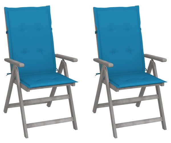2 db dönthető tömör akácfa kerti szék párnákkal