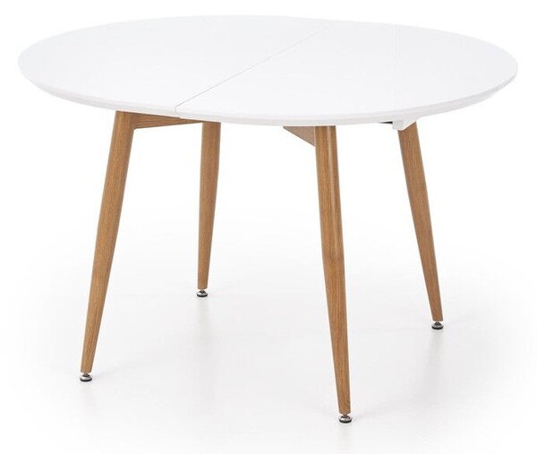 Asztal Houston 567, Fehér, Mézes tölgy, 75x100x120cm, Hosszabbíthatóság, Közepes sűrűségű farostlemez, Fém