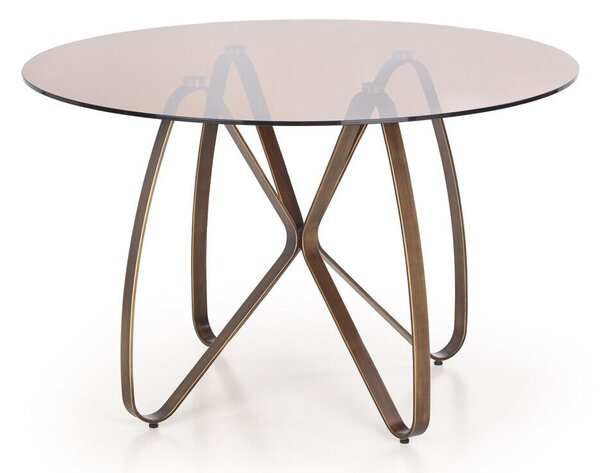 Asztal Houston 350, Aranysárga, Barna, 76cm, Edzett üveg, Fém