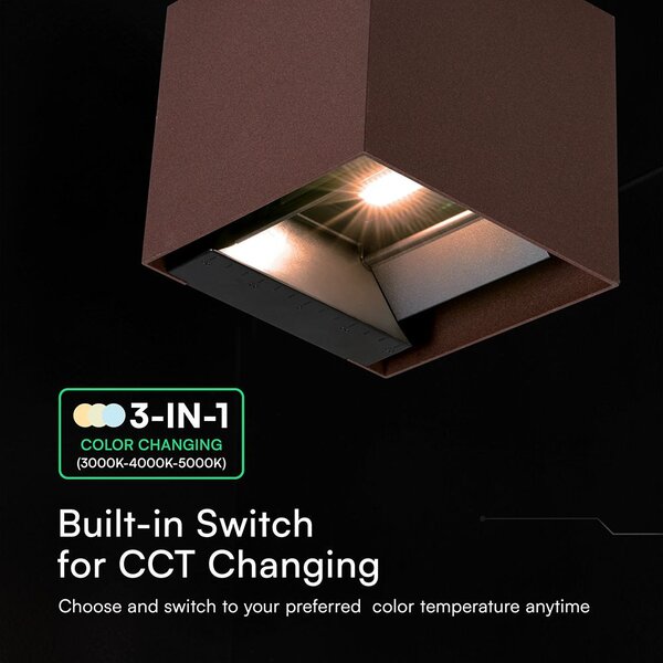 V-TAC 9W COB LED szolár fali Corten lámpa, szenzorral, CCT, Type-C csatlakozóval - SKU 23824-1
