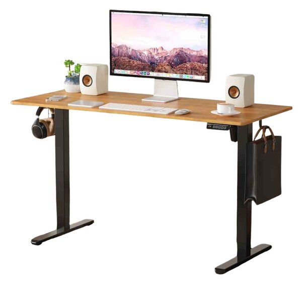 Elektromosan állítható magasságú íróasztal - 140x60cm arany tölgy ülő-/állómunkához - LVN System Lite LV1715