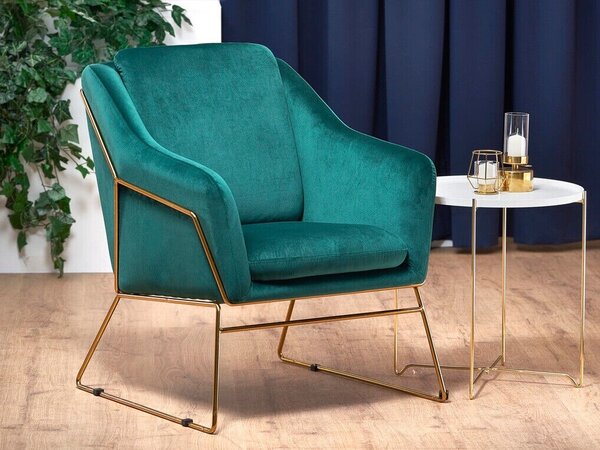 Fotel Houston 846, Aranysárga, Türkiz, 69x76x81cm, Lábak: Fém