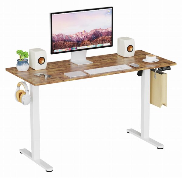 Elektromosan állítható magasságú íróasztal - 140x60cm rusztikus barna ülő-/állómunkához - LVN System Lite LV1717