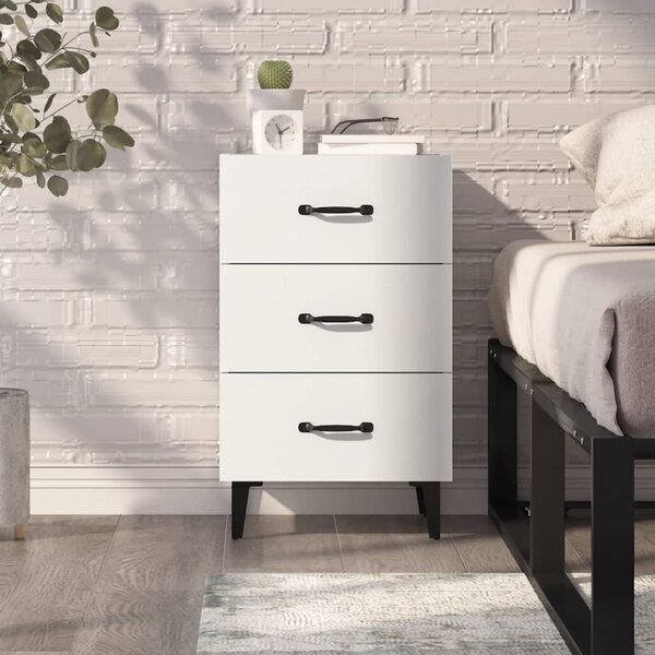 Fehér szerelt fa éjjeliszekrény 40 x 40 x 66 cm